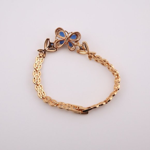 Enchanting Elegance 14kGold Plated Blue Cubic Zirconia Butterfly Linked Bracelet - Picture 8 of 12